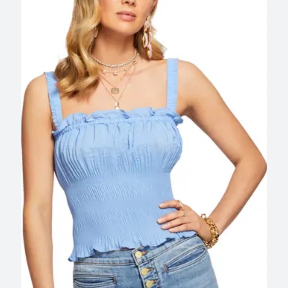 Ramy Brook Light Blue Smocked Ruffle Camisole